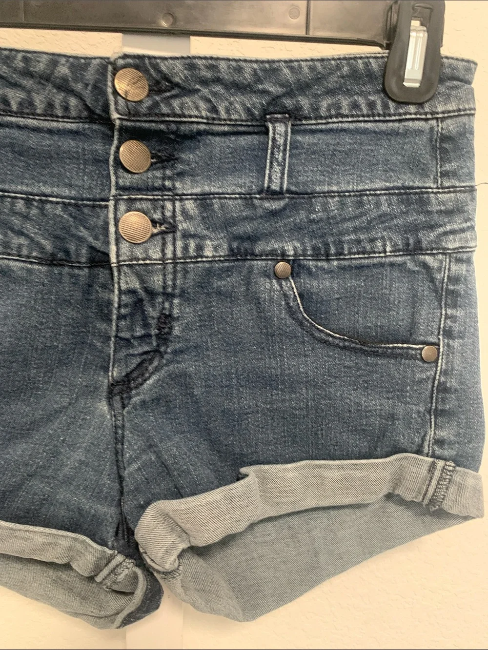 Y2K Mossimo High-Rise Dark Denim Roll-Cuff Shorts